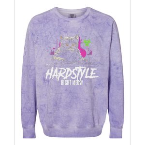 Hardstyle Outfit Cat Djs Hardstyle Right Meow Colorblast Crewneck Sweatshirt