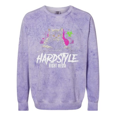 Hardstyle Outfit Cat Djs Hardstyle Right Meow Colorblast Crewneck Sweatshirt