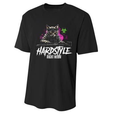 Hardstyle Outfit Cat Djs Hardstyle Right Meow Performance Sprint T-Shirt