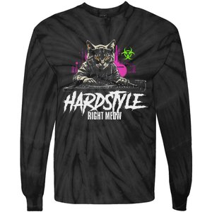 Hardstyle Outfit Cat Djs Hardstyle Right Meow Tie-Dye Long Sleeve Shirt