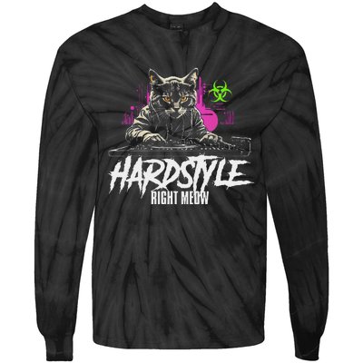 Hardstyle Outfit Cat Djs Hardstyle Right Meow Tie-Dye Long Sleeve Shirt