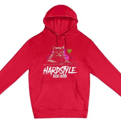 Hardstyle Outfit Cat Djs Hardstyle Right Meow Premium Pullover Hoodie