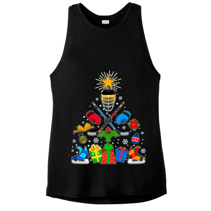 Hockey Christmas Tree Ladies PosiCharge Tri-Blend Wicking Tank