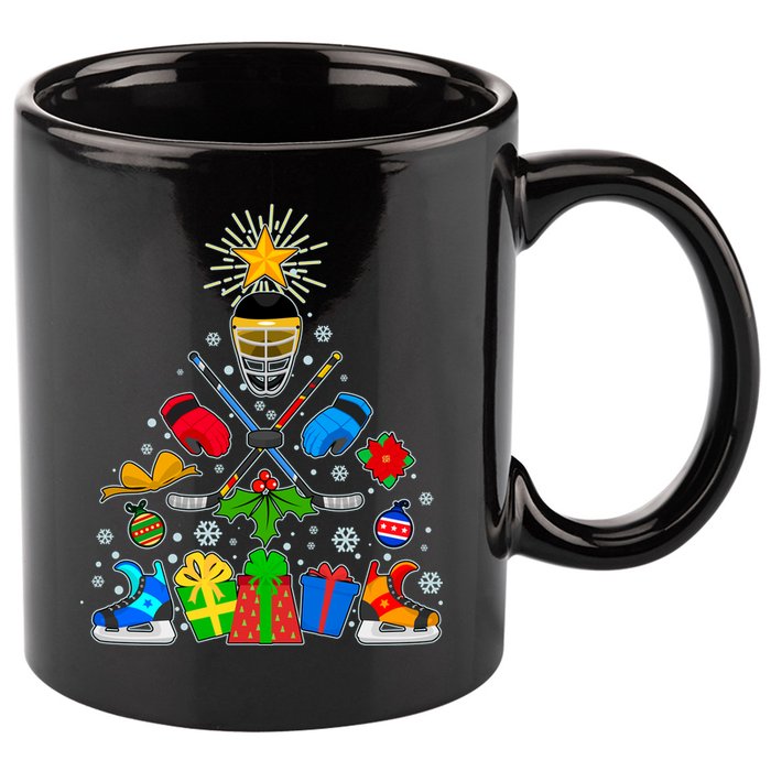 Hockey Christmas Tree 11oz C Handle Ceramic Mug