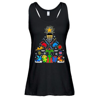 Hockey Christmas Tree Ladies Essential Flowy Tank
