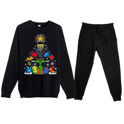 Hockey Christmas Tree Premium Crewneck Sweatsuit Set