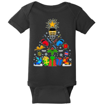 Hockey Christmas Tree Baby Bodysuit