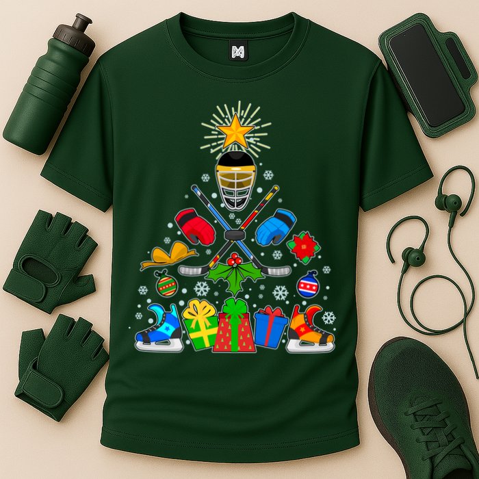 Hockey Christmas Tree Cooling Performance Crew T-Shirt