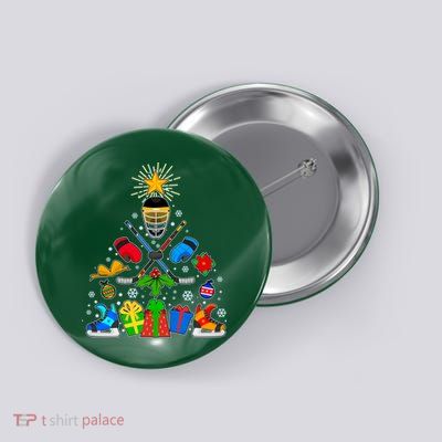 Hockey Christmas Tree Button