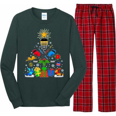 Hockey Christmas Tree Long Sleeve Pajama Set