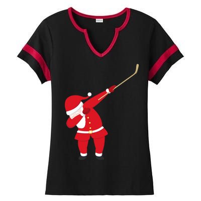 Hockey Dabbing Santa Ladies Halftime Notch Neck Tee