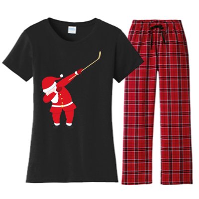 Hockey Dabbing Santa Women's Flannel Pajama Set