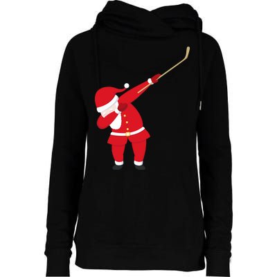 Hockey Dabbing Santa Womens Funnel Neck Pullover Hood