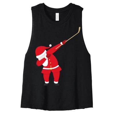 Hockey Dabbing Santa Women's Racerback Cropped Tank