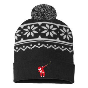 Hockey Dabbing Santa USA-Made Snowflake Beanie