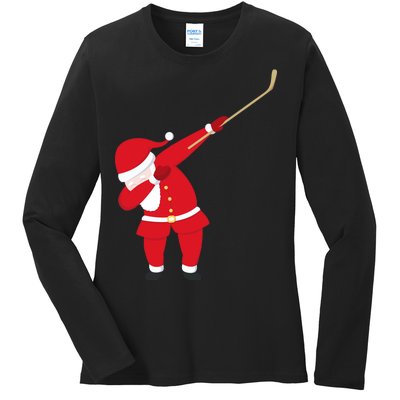 Hockey Dabbing Santa Ladies Long Sleeve Shirt