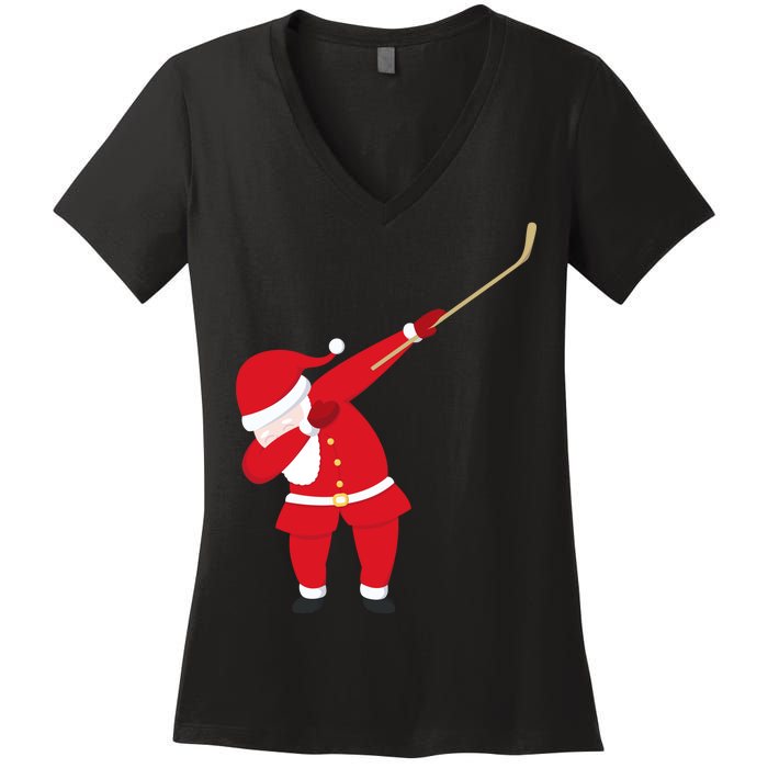 Hockey Dabbing Santa Women's V-Neck T-Shirt