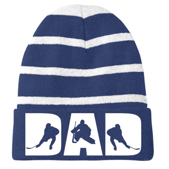 Hockey Dad Striped Beanie with Solid Band