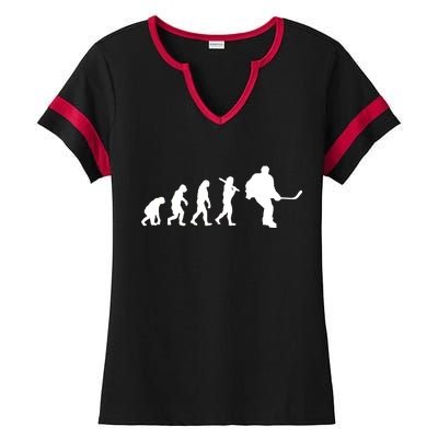 Hockey Evolution Timeline Ladies Halftime Notch Neck Tee