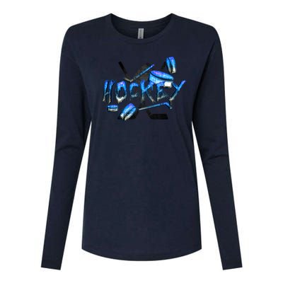 Hockey Stone Logo Womens Cotton Relaxed Long Sleeve T-Shirt