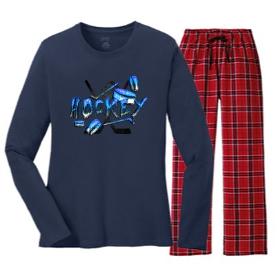 Hockey Stone Logo Women's Long Sleeve Flannel Pajama Set 