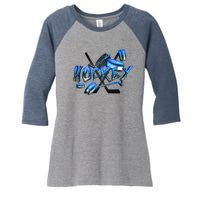 Hockey Stone Logo Women's Tri-Blend 3/4-Sleeve Raglan Shirt