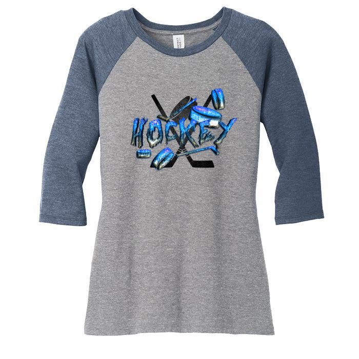 Hockey Stone Logo Women's Tri-Blend 3/4-Sleeve Raglan Shirt