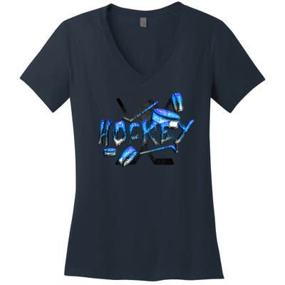 Hockey Stone Logo Women's V-Neck T-Shirt