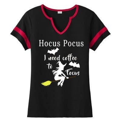 Hocus Pocus I Need Coffee To Focus Ladies Halftime Notch Neck Tee