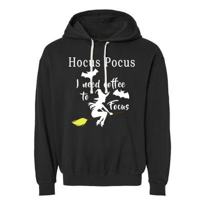 Hocus Pocus I Need Coffee To Focus Garment-Dyed Fleece Hoodie