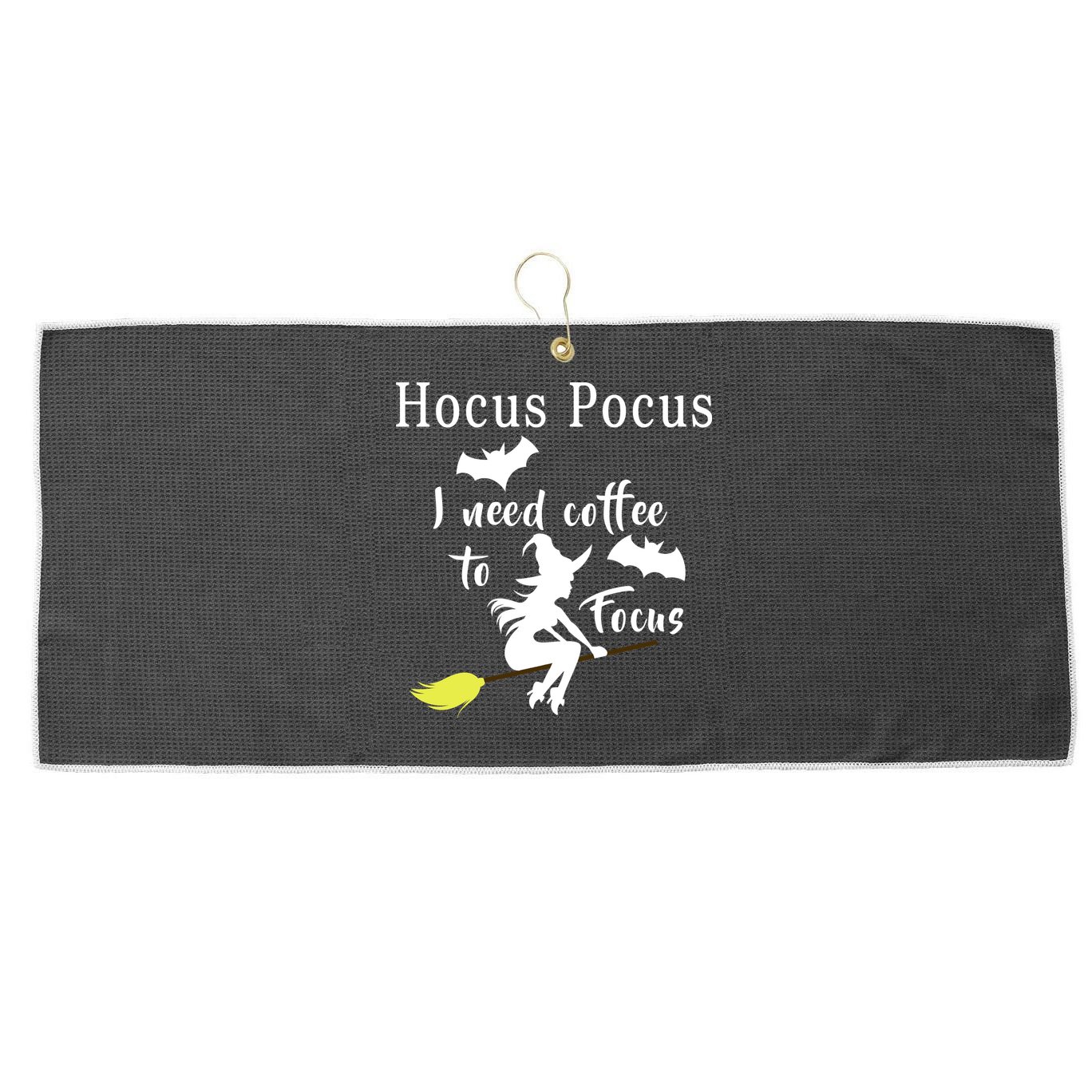 Hocus Pocus I Need Coffee To Focus Large Microfiber Waffle Golf Towel