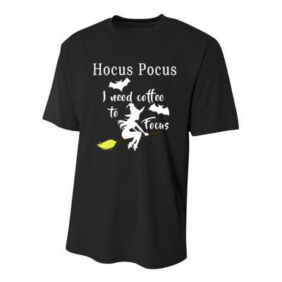 Hocus Pocus I Need Coffee To Focus Youth Performance Sprint T-Shirt