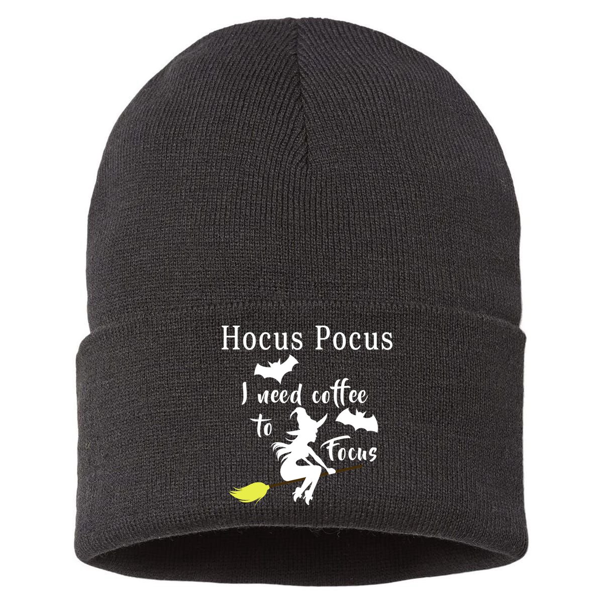 Hocus Pocus I Need Coffee To Focus Sustainable Knit Beanie