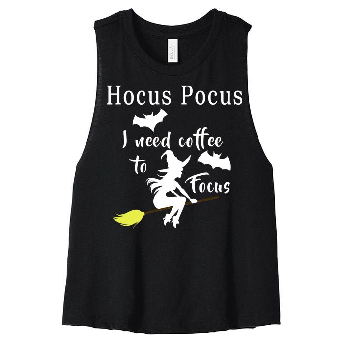 Hocus Pocus I Need Coffee To Focus Women's Racerback Cropped Tank