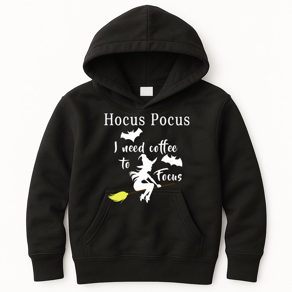 Hocus Pocus I Need Coffee To Focus Kids Hoodie