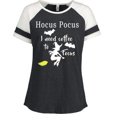 Hocus Pocus I Need Coffee To Focus Enza Ladies Jersey Colorblock Tee