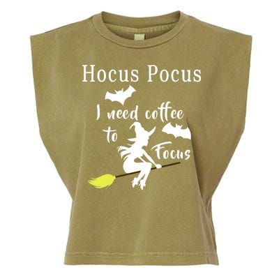 Hocus Pocus I Need Coffee To Focus Garment-Dyed Women's Muscle Tee