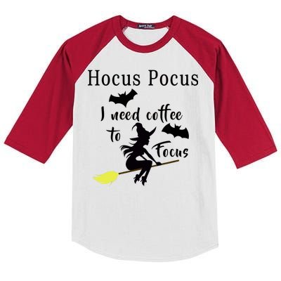 Hocus Pocus I Need Coffee To Focus Kids Colorblock Raglan Jersey