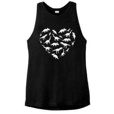 Heart Of Dinosaurs Valentine's Day Ladies PosiCharge Tri-Blend Wicking Tank