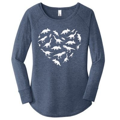 Heart Of Dinosaurs Valentine's Day Women's Perfect Tri Tunic Long Sleeve Shirt