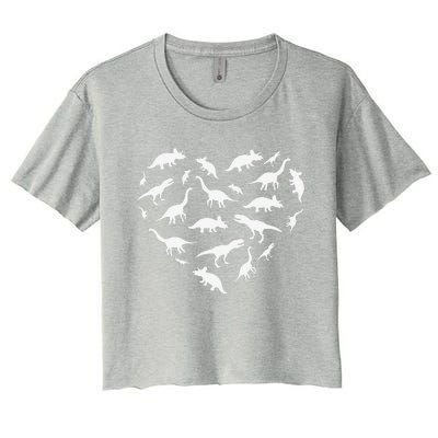 Heart Of Dinosaurs Valentine's Day Women's Crop Top Tee