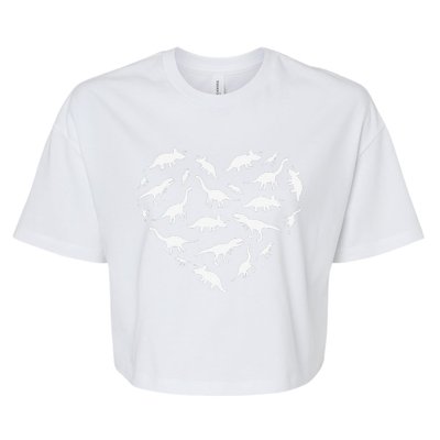 Heart Of Dinosaurs Valentine's Day Bella+Canvas Jersey Crop Tee