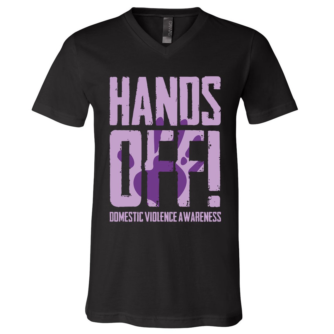 Hands Off Domestic Violence Awareness V-Neck T-Shirt