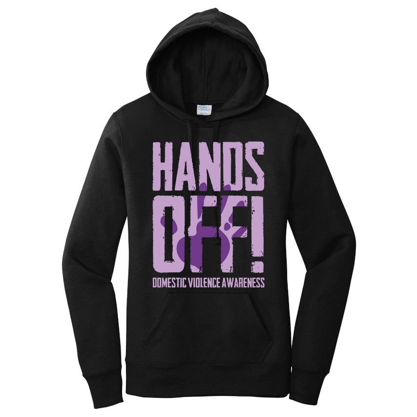 Hands Off Domestic Violence Awareness Women's Pullover Hoodie