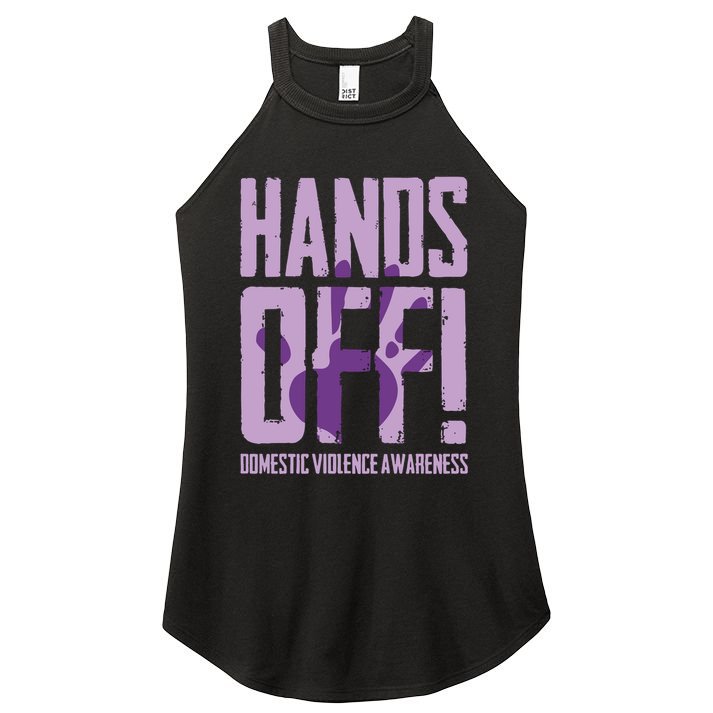 Hands Off Domestic Violence Awareness Women's Perfect Tri Rocker Tank