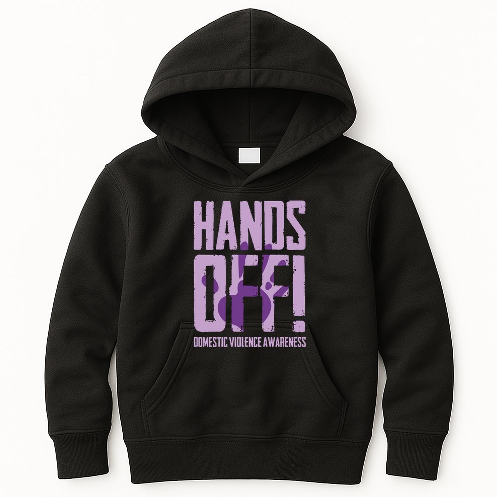Hands Off Domestic Violence Awareness Kids Hoodie