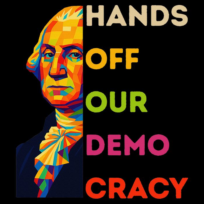 Hands Off Democracy Security Protest George Washington USA Flexfit Unipanel Trucker Cap