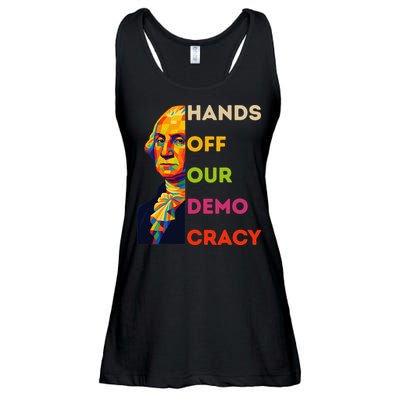 Hands Off Democracy Security Protest George Washington USA Ladies Essential Flowy Tank