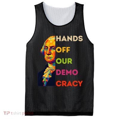 Hands Off Democracy Security Protest George Washington USA Mesh Reversible Basketball Jersey Tank