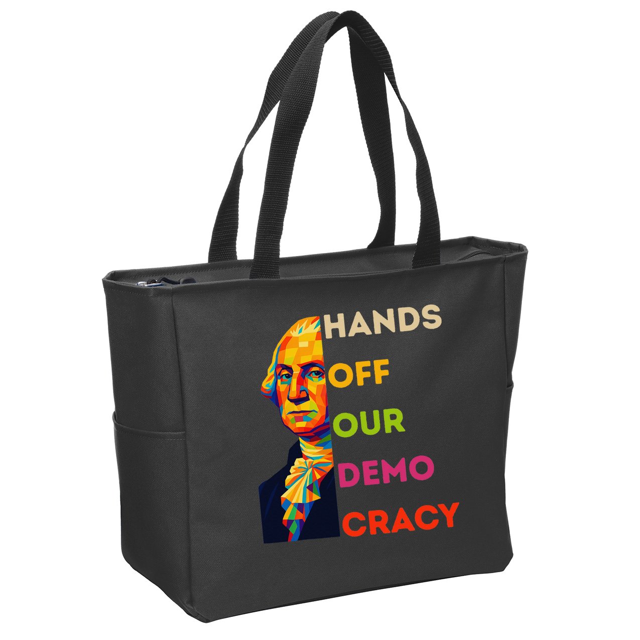 Hands Off Democracy Security Protest George Washington USA Zip Tote Bag